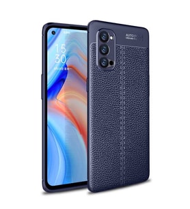 Oppo Reno 4 Pro Kılıf Zore Niss Deri Desenli Silikon Kılıf (Lacivert)