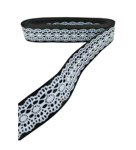 Tafta Dantel Görünümlü Kurdele Siyah 25 Mm 5 Metre