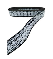 Tafta Dantel Görünümlü Kurdele Siyah 25 Mm 5 Metre
