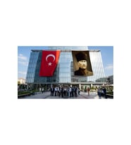 Mavi Gözlü Atatürk Portresi Bayrak ve Türk Bayrağı Premium Raşel Kumaş 2'li Set 10x15 metre ATA11
