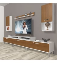 Decoraktiv Ekoflex 270DA Mdf Krom Ayaklı Tv Ünitesi Tv Sehpası - Beyaz Ceviz (Beyaz - Ceviz)
