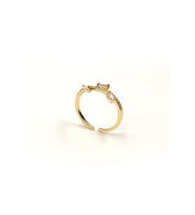 Zirkon Taşlı Yaprak Model Yüzük - Gold  Ayarlanabilir, Şık Tasarım