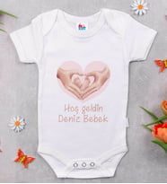 BK Kids İsimli Hoş Geldin Bebek Tasarımlı Beyaz Bebek Body Zıbın-6