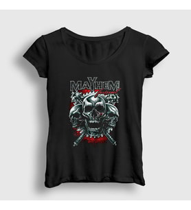 Presmono Kadın Siyah Festival Mayhem T-Shirt 64557tt