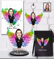 Kişiye Özel Melek Anne Karikatürlü 5 li Hediye Seti  Model-4
