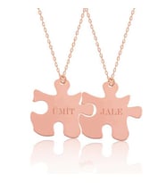 Gümüş Rose Kişiye Özel Puzzle İsimli Kolye