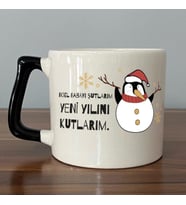 Noel Babayı Şutlarım Baskılı Siyah Kulplu D Yılbaşı Kupası