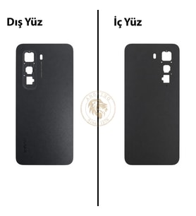 Infinix Hot 50 Pro Siyah Uyumlu Arka Kapak Arka Cam Batarya Pil Kapağı Lazer Kesim Back Cover