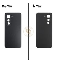 Infinix Hot 50 Pro Siyah Uyumlu Arka Kapak Arka Cam Batarya Pil Kapağı Lazer Kesim Back Cover