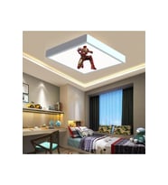Iron Man Çocuk Odası Led Avize 60x60 Baskılı-beyaz Çerçeve Led Işık Kolay Montaj 60w Homojen Dağılım