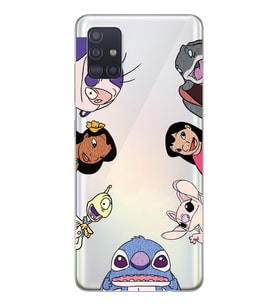 Samsung Galaxy A51 Uyumlu Stitch Tüm Karakterler Tasarımlı Şeffaf Telefon Kılıfı