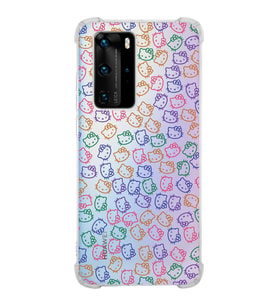 Huawei P40 Pro  Köşe Korumalı Antişok Kapak Hello Kitty Tasarımlı Şeffaf  Kılıf