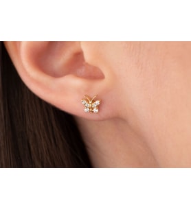 Onseva Kuyumculuk Kelebek Tragus Piercing 14 Ayar Altın