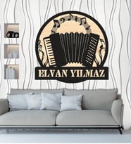 Kişiye Özel Akordeon Müzisyen Temalı Ahşap Duvar Tablo