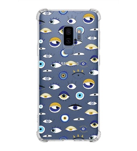 PrintiFy Samsung Galaxy S9 Plus Uyumlu Nazar Boncuğu 2 Baskılı Şeffaf Köşe Korumalı Antişok Kılıf