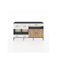 Arges Konsol 4 Raflı 5 Çekmeceli 2 Kapaklı 176x30x99 Antrasit-Çam/Aytaşı