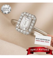 Işıklı Kutuda 1.80 Carat Baget Kadın Gümüş Yüzük