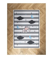 MEKTA HOME BEBEK VE ÇOCUK ODASI Fil ve Tavşan Desenli Halı