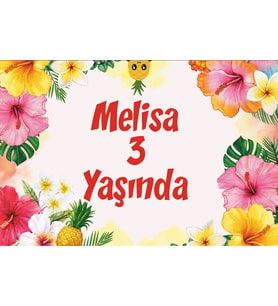 Çiçekler Temalı Doğum Günü Afişi 100x150 cm