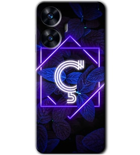 Realme C55 Kılıf HD Desen Baskılı Kılıf - Dark Neon Yaprak Ç Harfi