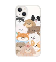 Iphone 14 Plus Uyumlu Sevimli Köpekler Tasarımlı Şeffaf Telefon Kılıfı