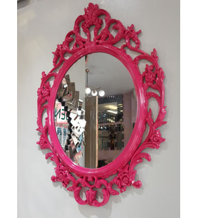 Ayna Denizi Vintage Fuchsia Taç Model Fuşya Renk Dekoratif Ayna