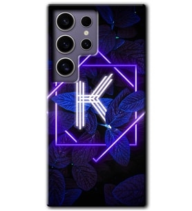 Galaxy S24 Ultra Kılıf HD Desen Baskılı Kılıf - Dark Neon Yaprak K Harfi