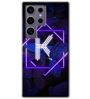 Galaxy S24 Ultra Kılıf HD Desen Baskılı Kılıf - Dark Neon Yaprak K Harfi