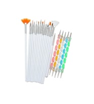 Fontenay Beyaz Nail Art Tırnak Süsleme Desen Fırça 15'li Ve Dot Kalem Seti 5'li 20 Parça