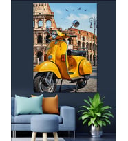 Sarı Vespa Antik Roma Dekoratif Kanvas - Mdf Ahşap Tablo