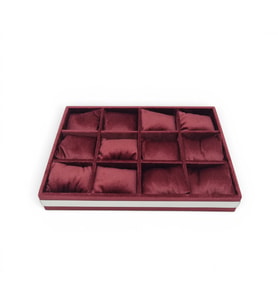 12'li saat tablası saat düzenleyici Bordo BORDO yastıklı Gümüş Desenli