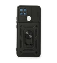 Oppo A15 Kılıf Pars Lens Yüzüklü Silikon - Siyah