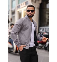 Unisex Süet Kolej Ceket - Günlük ve Spor Kombinlerin Vazgeçilmezi (Gri)