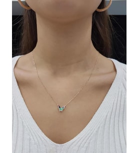 Kelebek Lazer Mineli Minimal Kolye (Karışık)