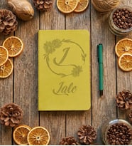 Kişiye Özel Ayçiçekli L Harfli Defter Doğum Günü Hediyesi (Yeşil)