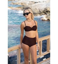 Estiva Drapeli Kaplı Straplez Bikini Takımı - Siyah