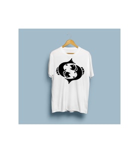 Oversize Balık Burcu Tasarım Unisex T-shirt (Beyaz)