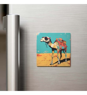 Camel - Deve - Güneş Gözlüklü Style - Buzdolap Magneti - 9x9 Cm