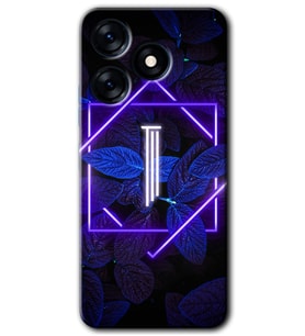 Tecno Spark 10C Kılıf HD Desen Baskılı Kılıf - Dark Neon Yaprak I Harfi
