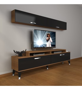 Decoraktiv Ekoflex 5 Slm Silver Tv Ünitesi Tv Sehpası - Ceviz Siyah (Siyah - Ceviz)