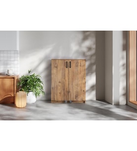 Çok Amaçlı 2 Kapaklı Mutfak Erzak Kiler Dolabı 80x52x120cm (Ceviz)