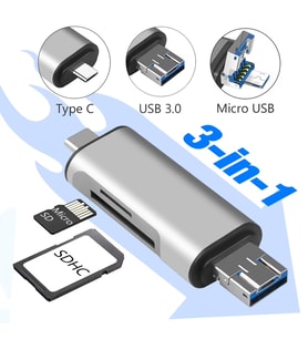3 In 1 Type-C USB 3.0 Card Reader – Hızlı Veri Aktarım Adaptörü