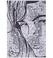 Gri Halı Modern Bohem Stil Soyut Desenli Salon Halısı Dijital Baskı Kaymaz Taban