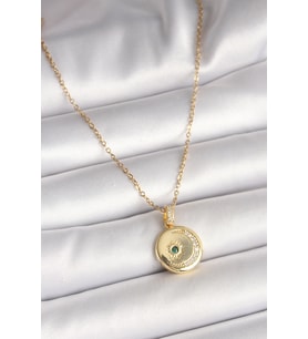 316L Çelik Gold Renk Zincir Zirkon Taş İşlemeli Hilal Yıldız İşlemeli Madaly - HPSBYI4746-4