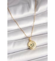 316L Çelik Gold Renk Zincir Zirkon Taş İşlemeli Hilal Yıldız İşlemeli Madaly - HPSBYI4746-4