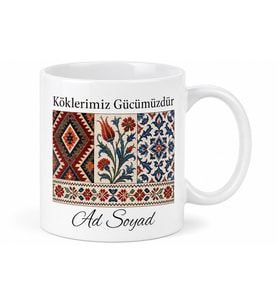 Yöresel Desen Kolajlı Kupa Bardak Özel Tasarım Hediye Kupa
