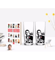 BK Gift Kişiye Özel Renkli Baskılı Godfather Baba Tasarımlı İkili Rakı Bardağı ve Rakı Cep Kitabı Hediye Seti-4 (Model 1)