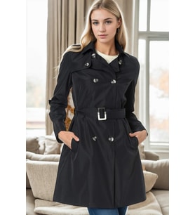 Dewberry Kadın %100 Polyester Trençkot Lacivert Z9642 Günlük Dış Giyim, Katmanlı Kombin, Şehir ve Ofis Stili