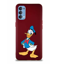 Oppo Reno 4 Soft Premier Kapak Donald Duck-C Tasarımlı Silikon Kılıf - Mürdüm (Şeffaf)
