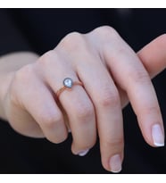 Mini Damla Elmas Montür Rose Gold Gümüş Yüzük
